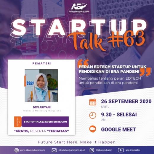 STARTUP TALK #63: “Peran Edtech startup untuk pendidikan di era pandemi”